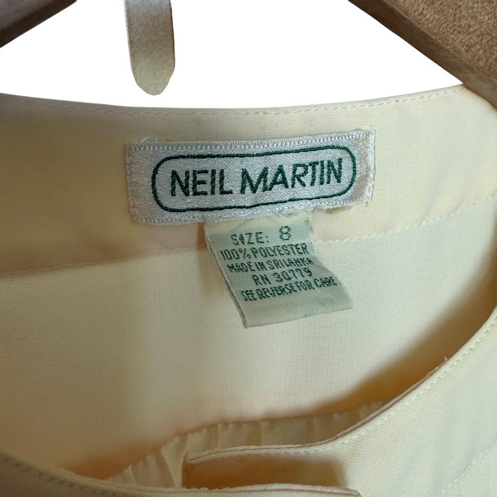 VINTAGE! Neil Martin Women's 8 Butter Yellow Pleated Long Sleeve Blouse Casual - Picture 5 of 9